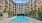 saltwater pool in interior courtyard with balconies overlooking